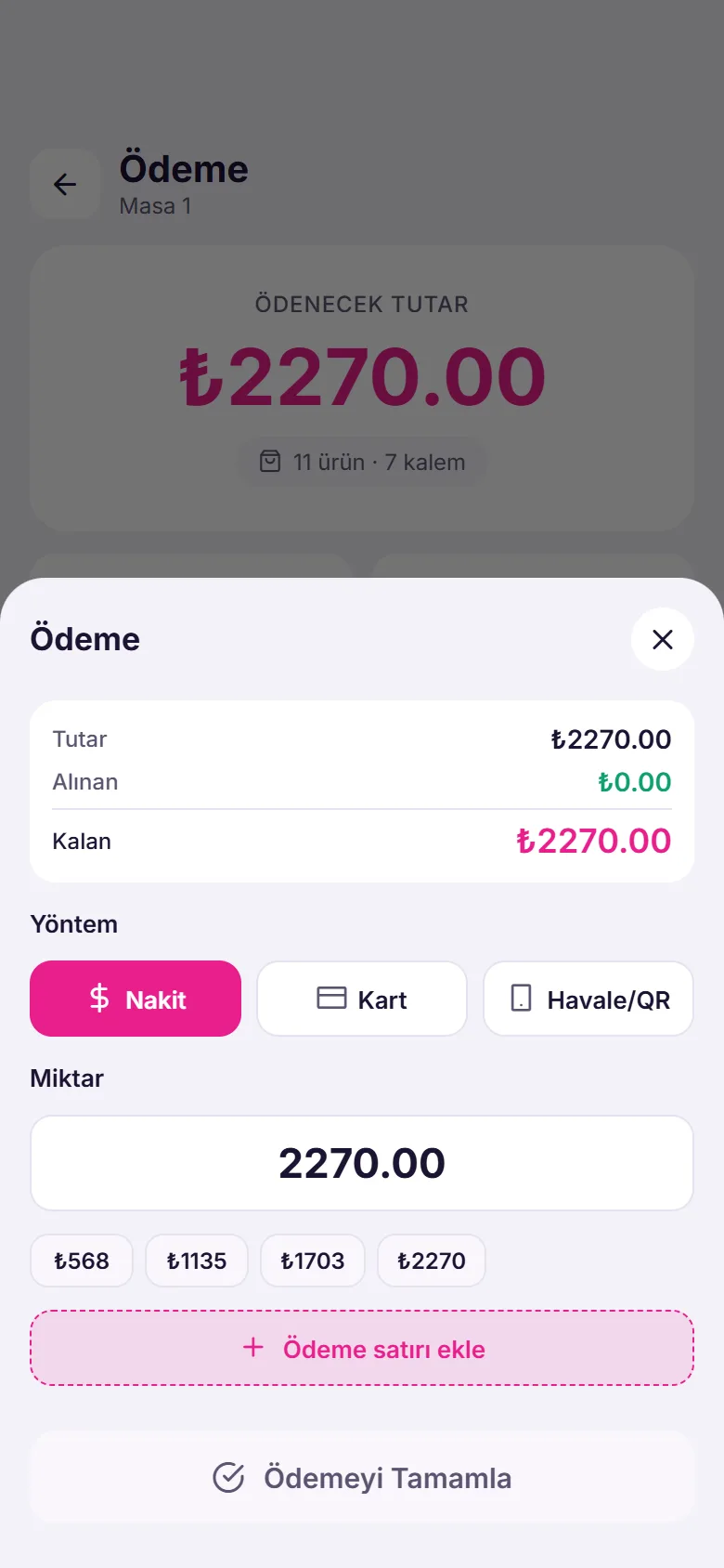 Garson uygulaması: ödeme ve servis